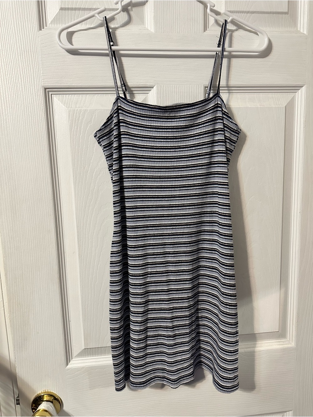 Hollister Navy and White Striped Spaghetti Strap Slip Dress